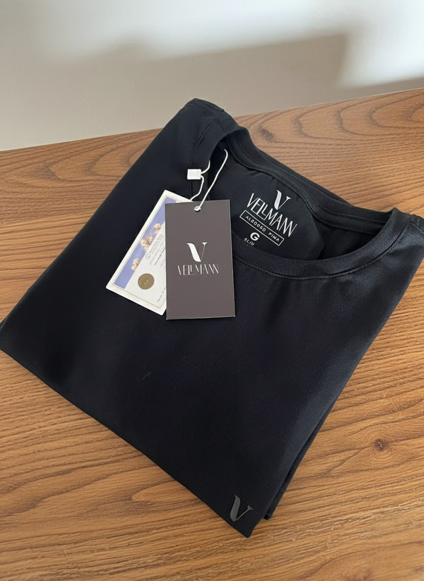 Camiseta Pima USA Gola Careca Preta