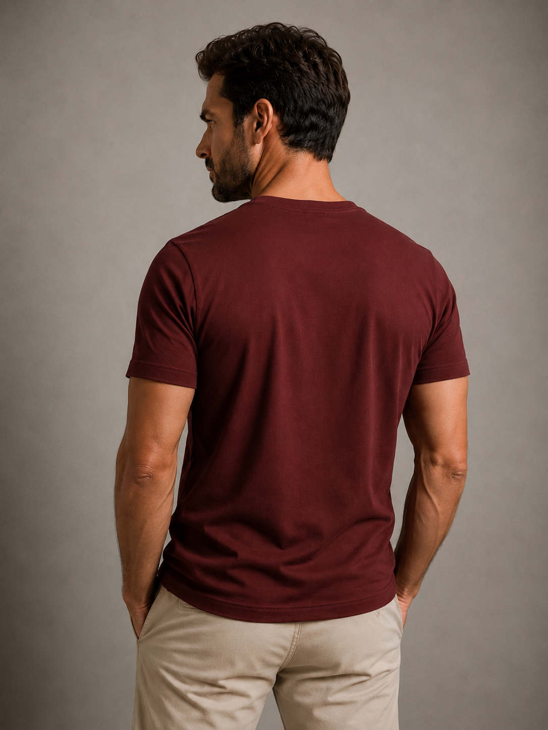 Camiseta em Algodão Egípcio Gola Careca Marrom