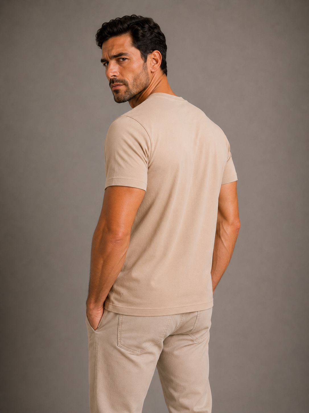 Camiseta Pima USA Gola Careca Areia