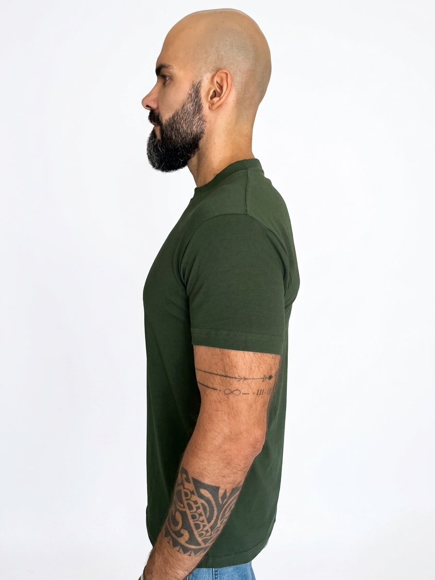 Camiseta em Algodão Egípcio Gola Careca — Verde Musgo