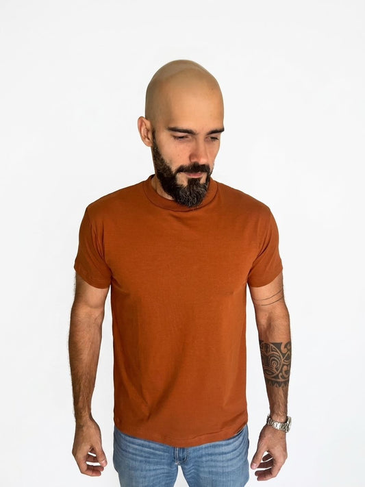 Camiseta em Algodão Egípcio Gola Careca — Ferrugem