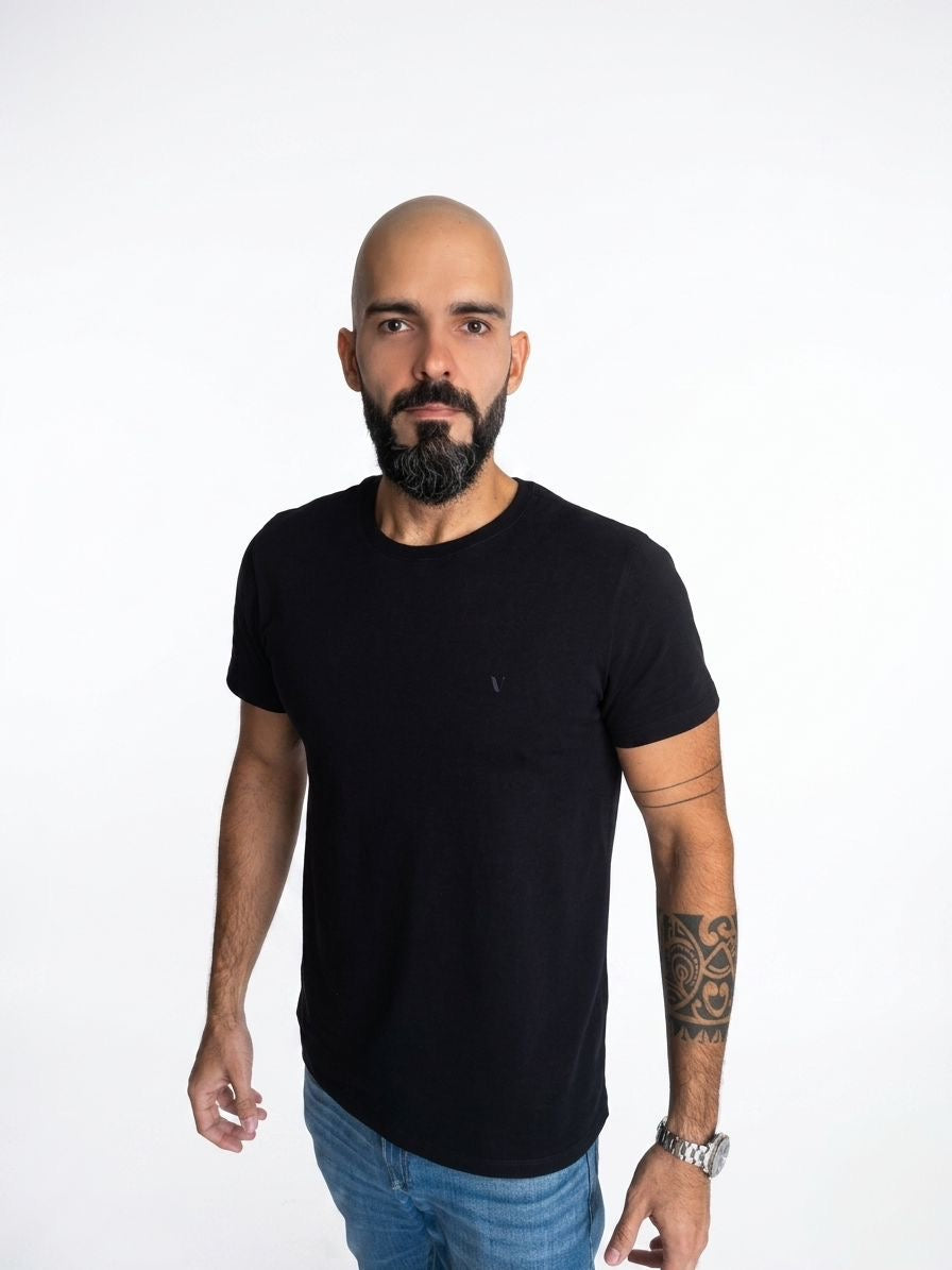 Camiseta Super Cotton Gola Careca — Preta