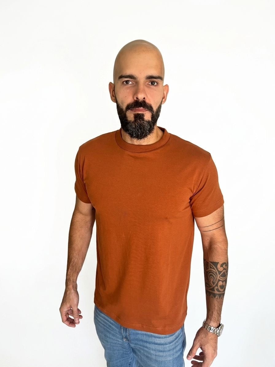Camiseta em Algodão Egípcio Gola Careca — Ferrugem