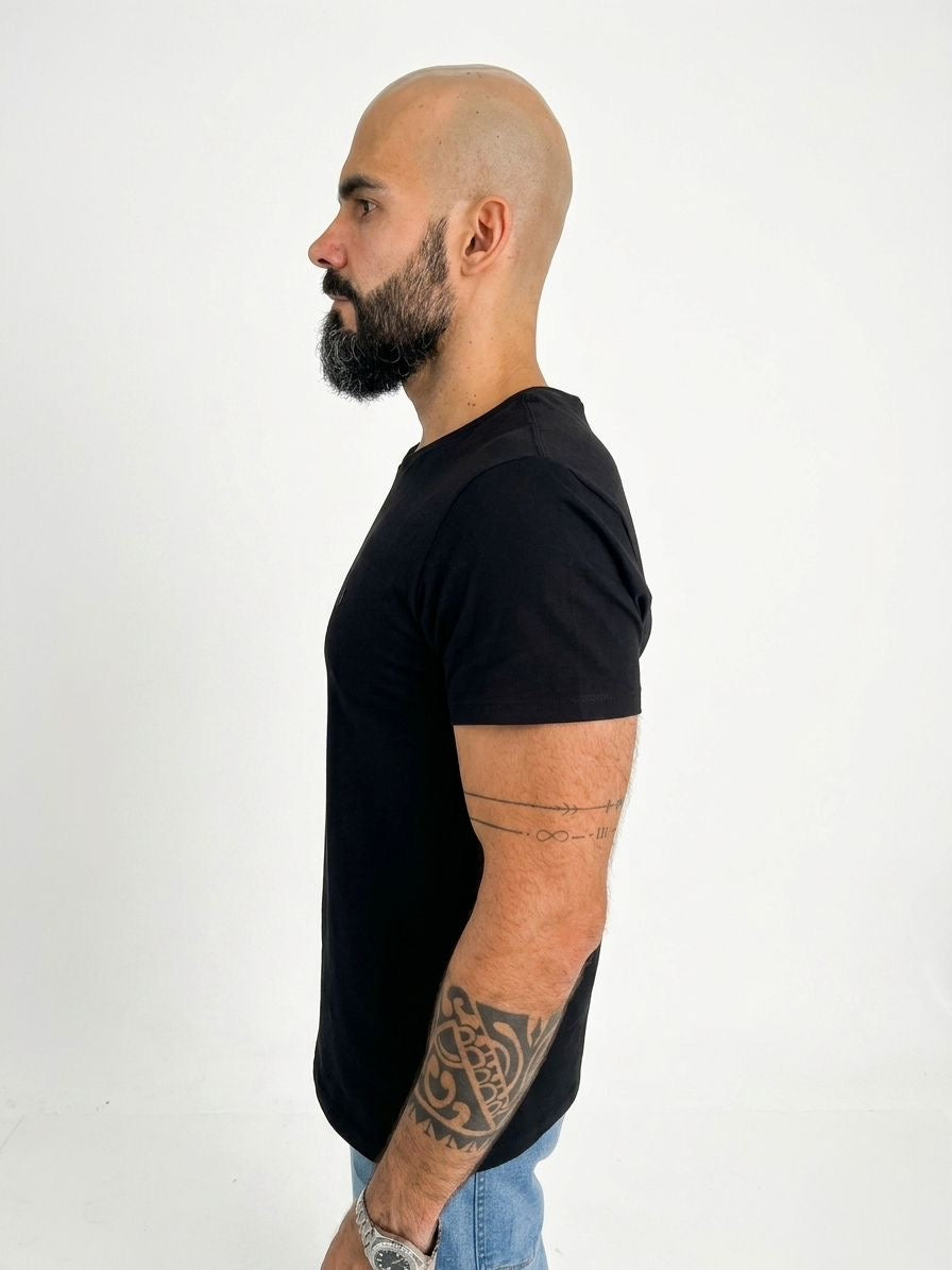 Camiseta Super Cotton Gola Careca — Preta
