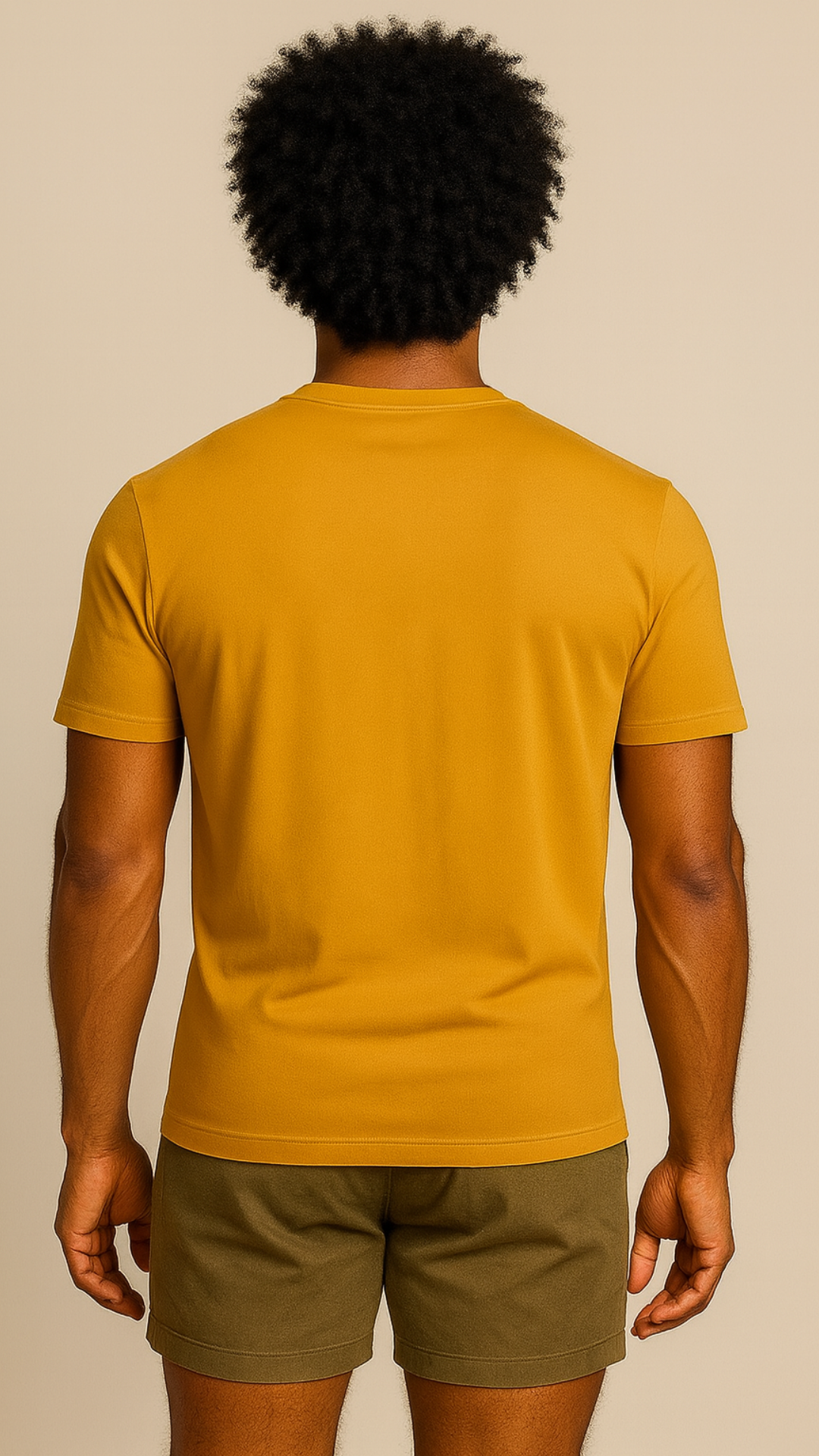 Camiseta Suedine Pima Gola Careca Mostarda