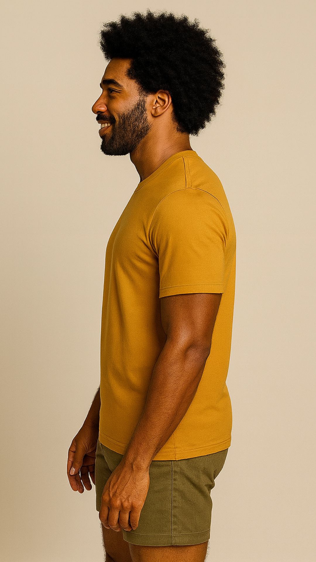 Camiseta Suedine Pima Gola Careca Mostarda