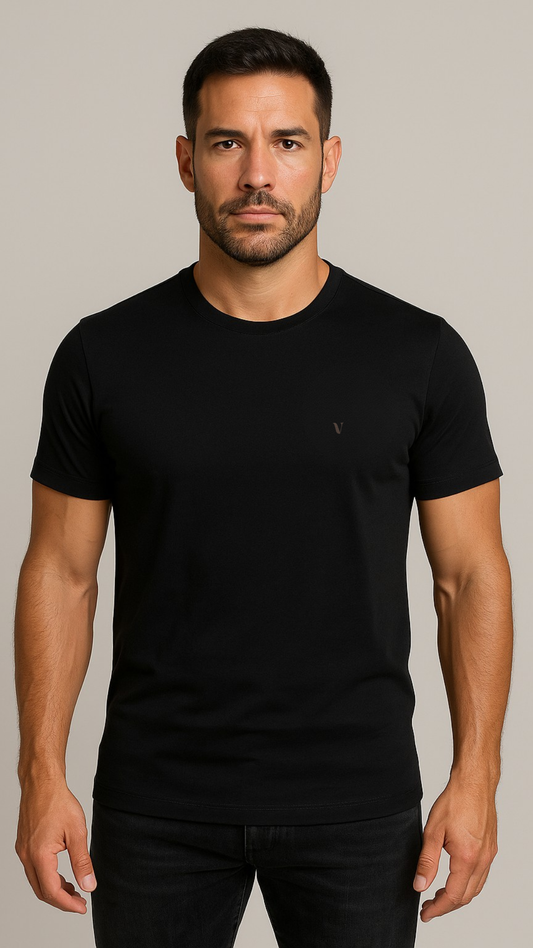 Camiseta Pima USA Gola Careca Preta