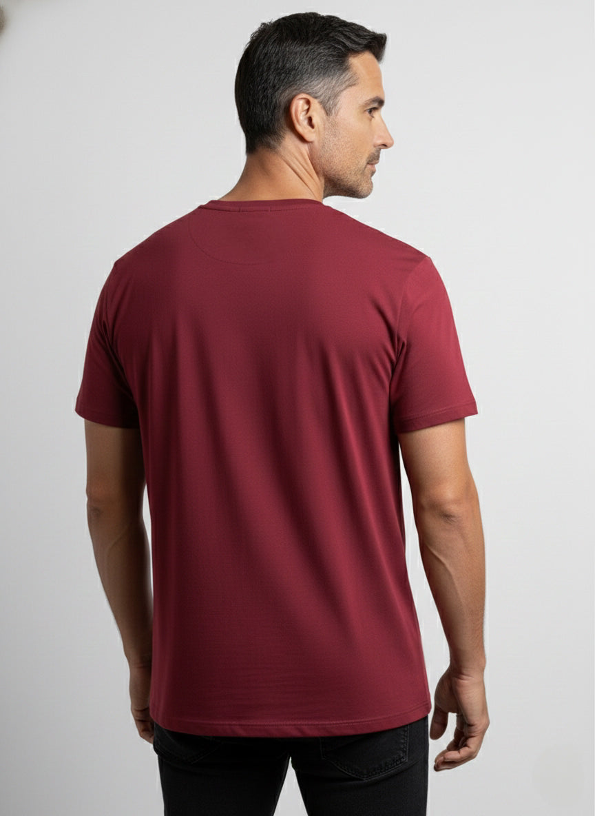 Camiseta Algodão Penteado Gola Careca Bordô