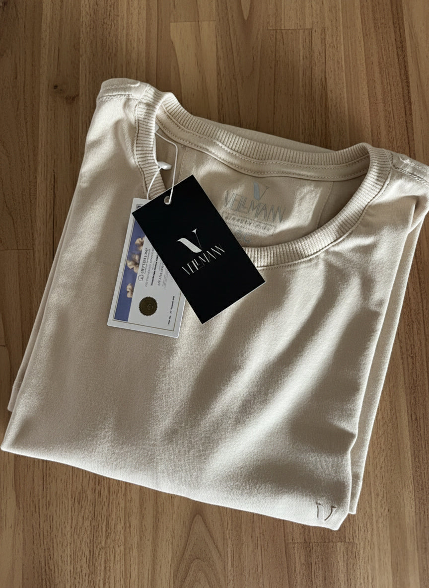 Camiseta Pima USA Gola Careca Areia