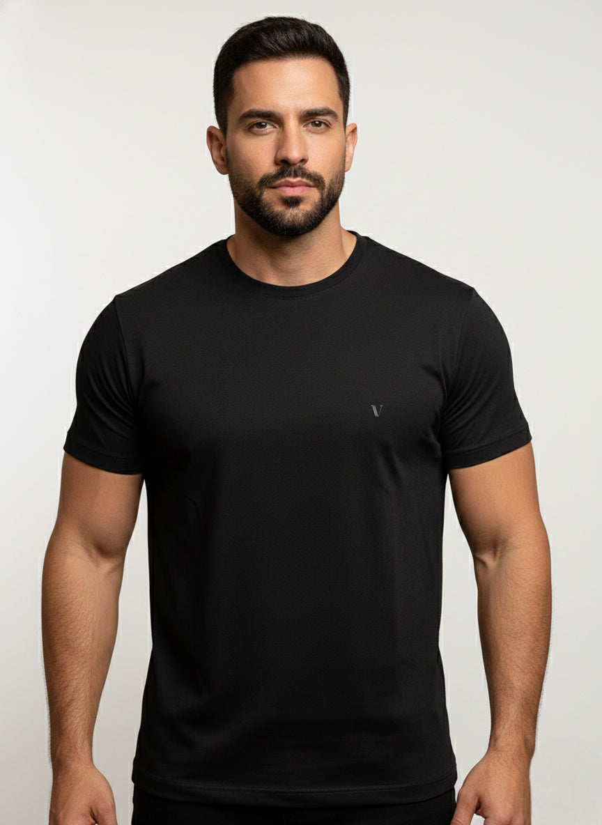 Camiseta Pima USA Gola Careca Preta