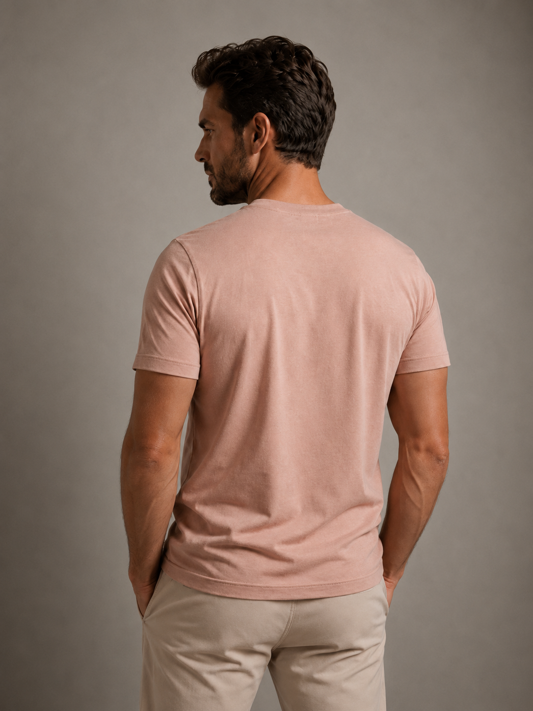 Camiseta em Algodão Egípcio Gola Careca Salmão