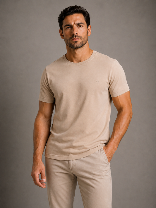 Camiseta Pima USA Gola Careca Areia