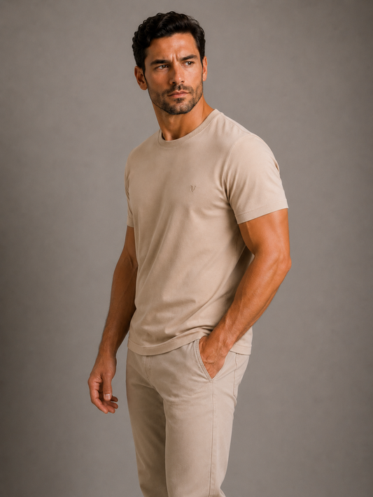 Camiseta Pima USA Gola Careca Areia