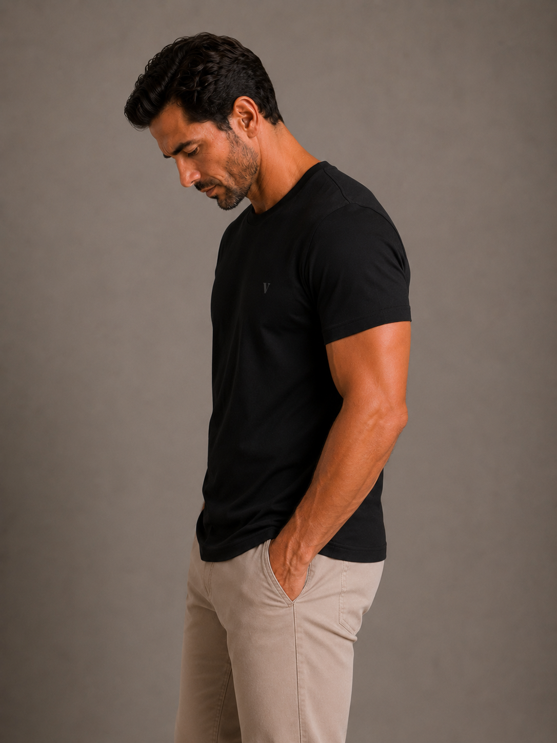 Camiseta Pima USA Gola Careca Preta