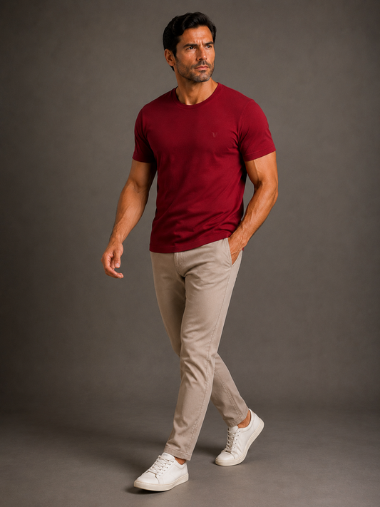 Camiseta Super Cotton Gola Careca Bordô