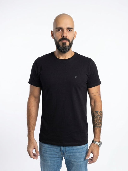 Camiseta Super Cotton Gola Careca — Preta